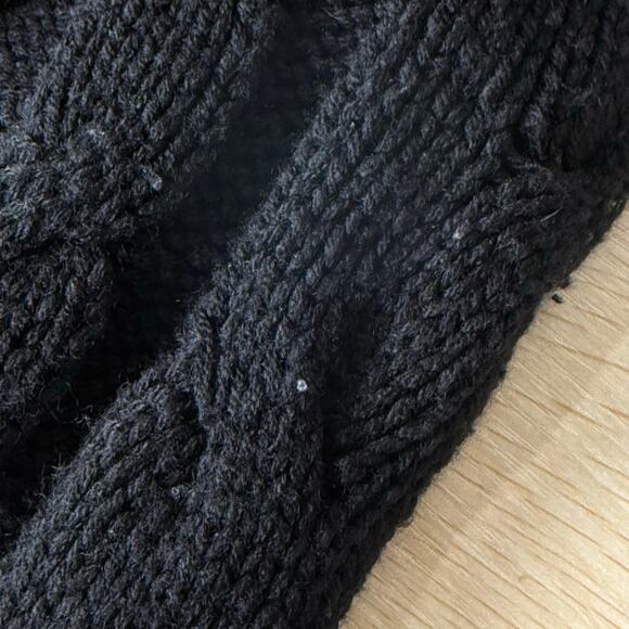 Y2k Black Cable Knit Ruffle Faux Fur Trim Sweater Vest Gyaru Himekaji Trashy M L - Picture 7 of 8